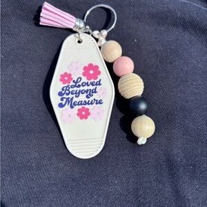 'Loved Beyond Measure' Floral Keychain with Bead Tassel
